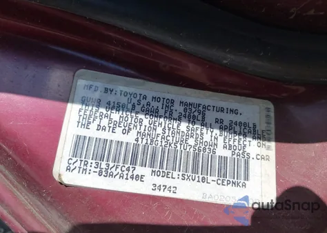 1996 Toyota Camry Dx/Le/Xle из США, поврежденный, VIN 4T1BG12K5TU756036